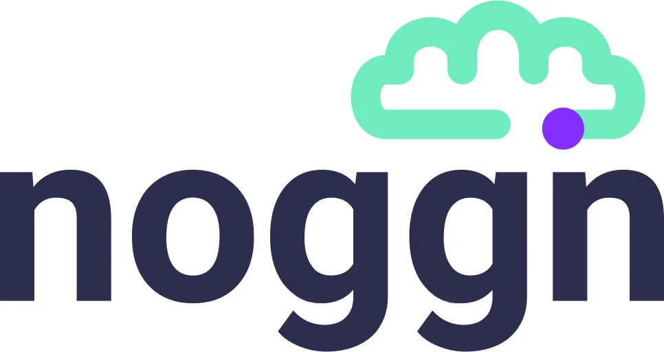 The noggn logo: a mint cloud shaped like a brain above the word noggn