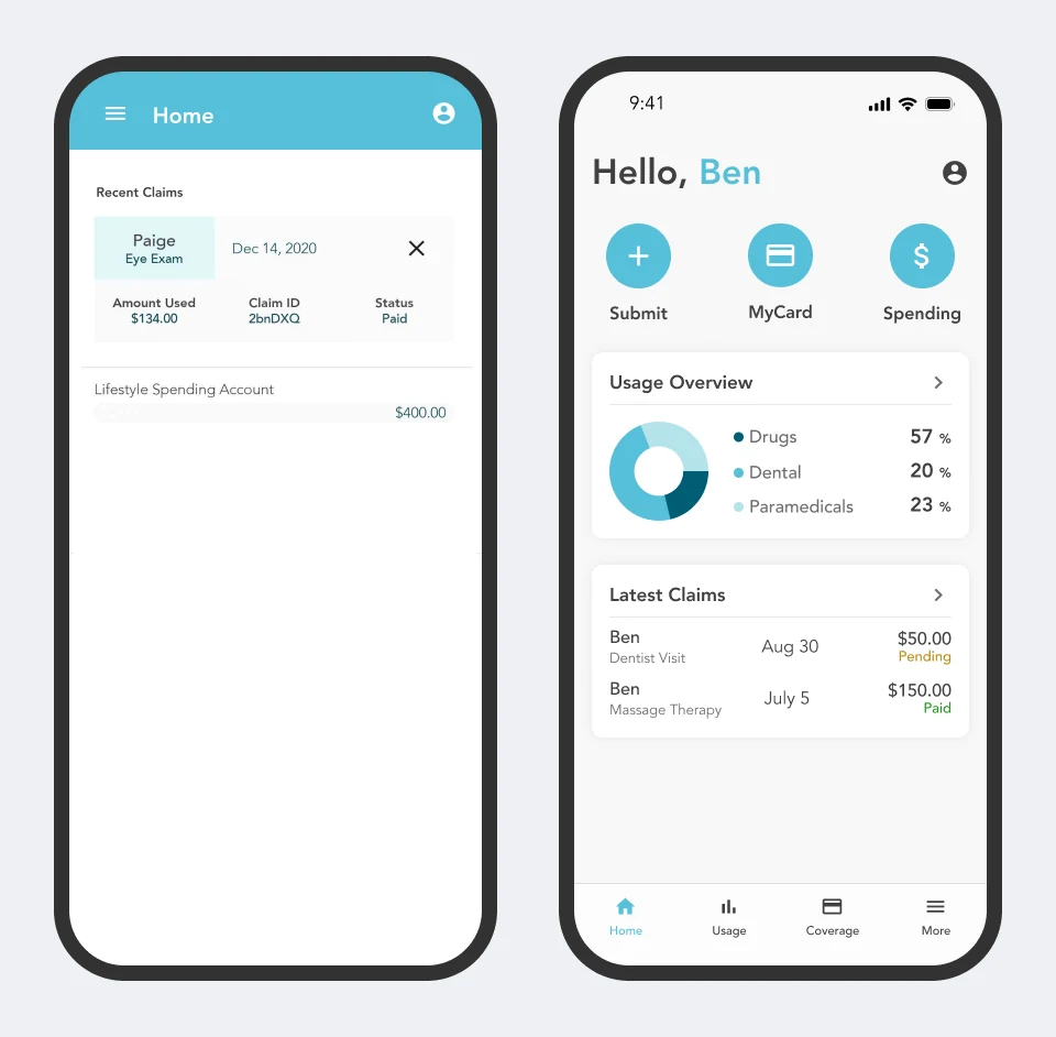 Before and after: the old app&rsquo;s home screen beside the redesigned dashboard